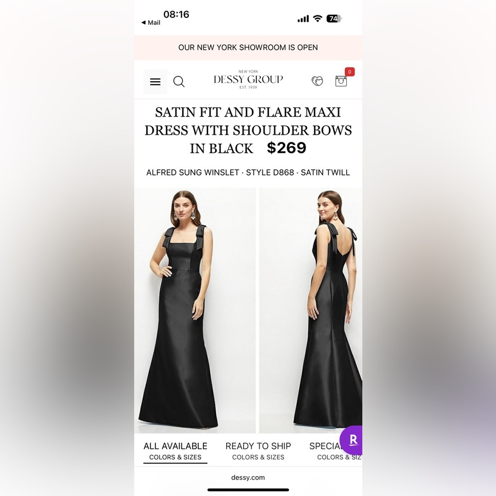 ALFRED SUNG Black Fit-and-Flare Dress with Bows